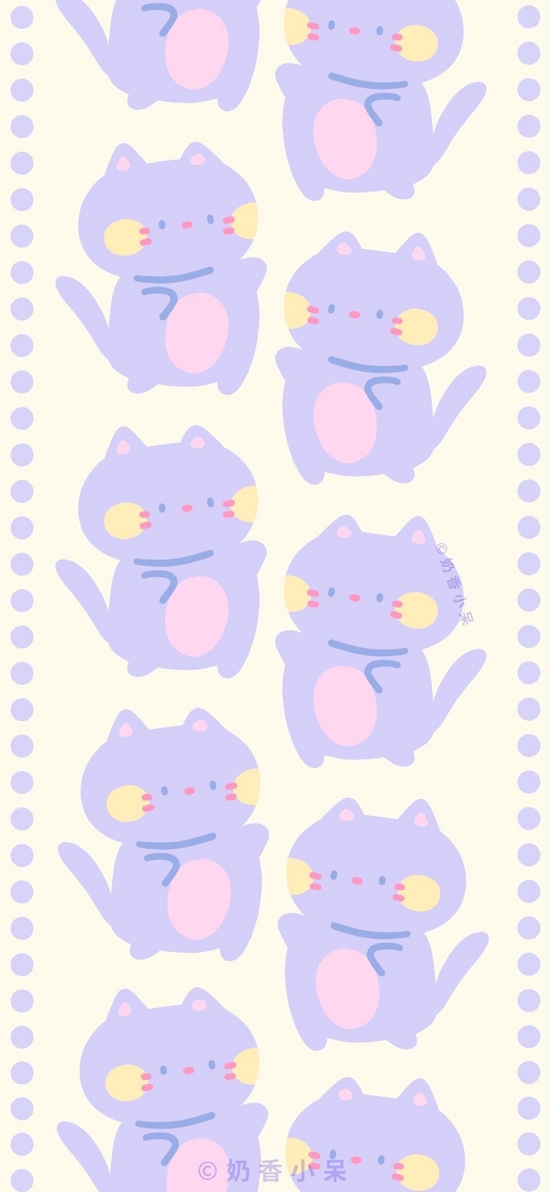 hình nền màu tím cute​ con mèo