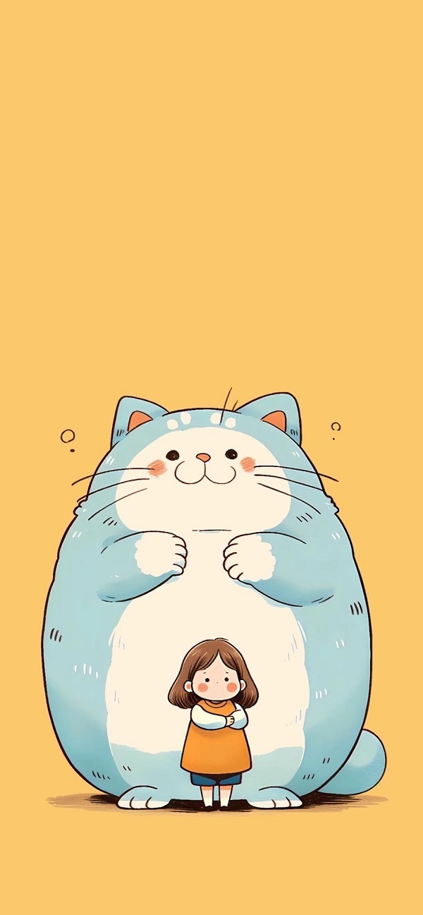 hình nền màu vàng hình con mèo màu xanh dương