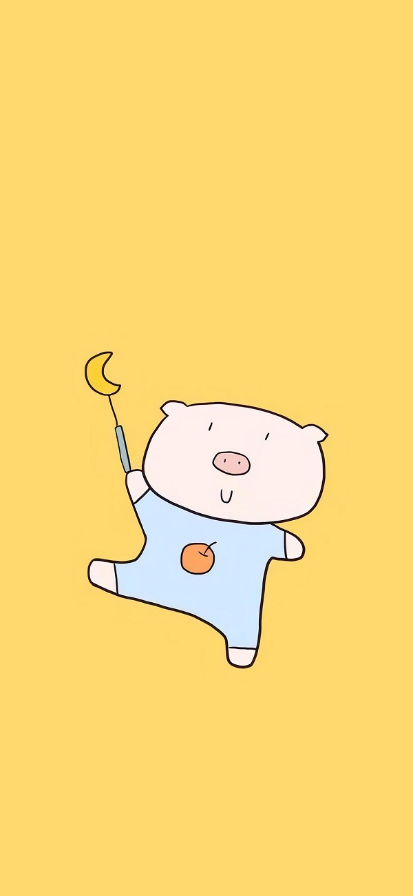 hình nền màu vàng cute hình con heo