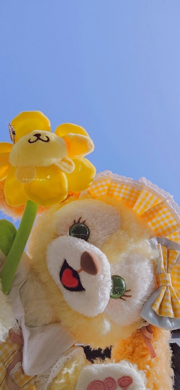 hình nền màu xanh dương cute​ hình chú gấu bông