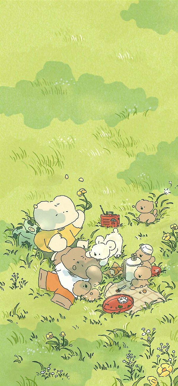 hình nền màu xanh lá cây cute đáng yêu