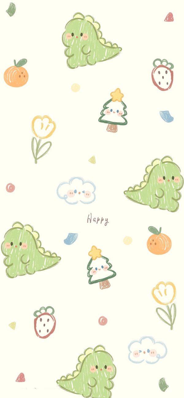 Hình nền khủng long xanh chibi 4