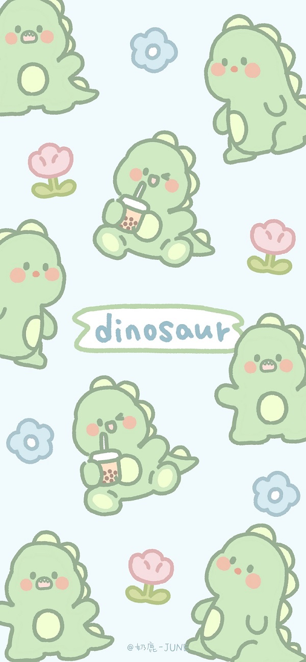  Hình nền khủng long xanh chibi 9