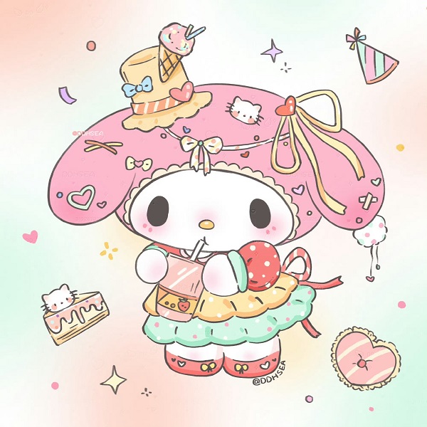 Hình avatar Melody cùng trái tim hồng lấp lánh