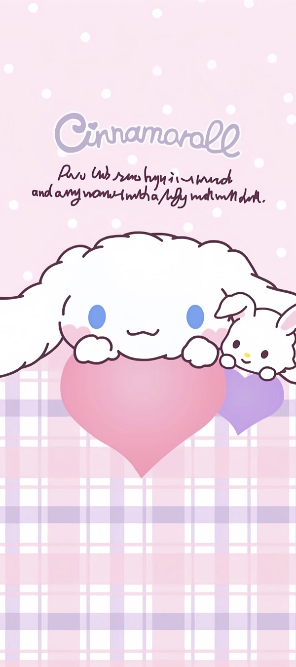 Hình nền Cinnamoroll với trái tim hồng xinh xắn