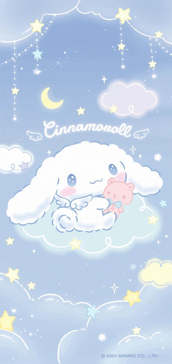 Hình nền Cinnamoroll với mây trắng bồng bềnh