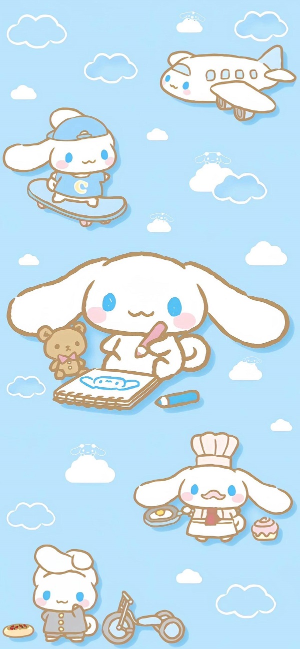 Hình nền Cinnamoroll đang tập viết 