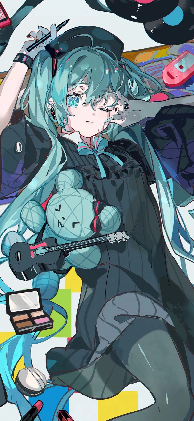 Hình nền Hatsune Miku với phong cách anime huyền ảo