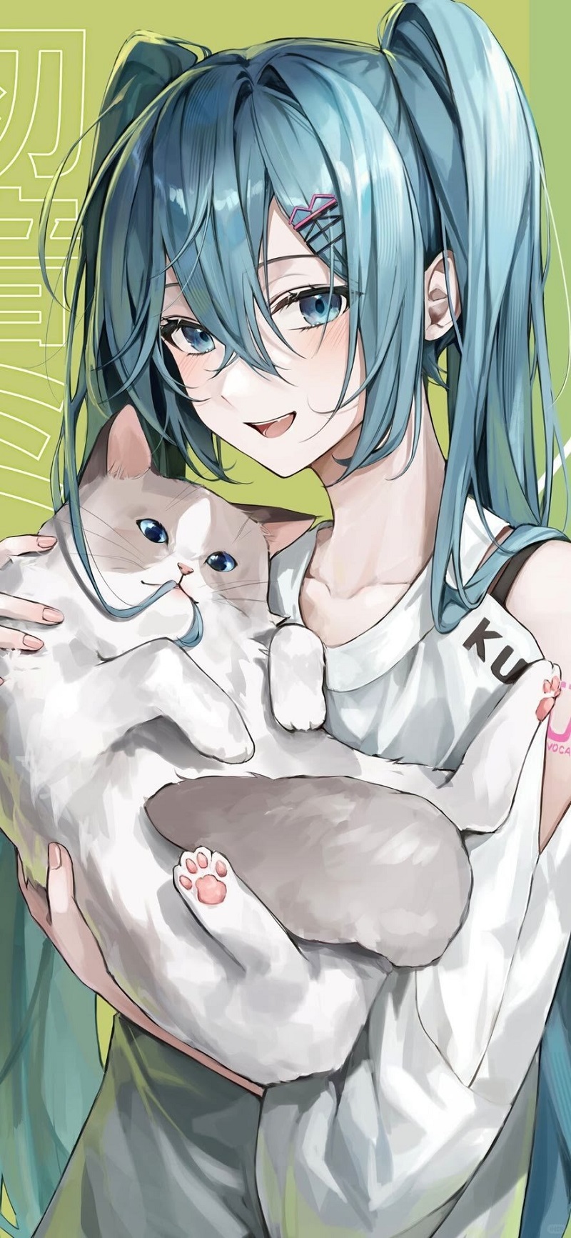 Hình nền Miku bế mèo cực dễ thương