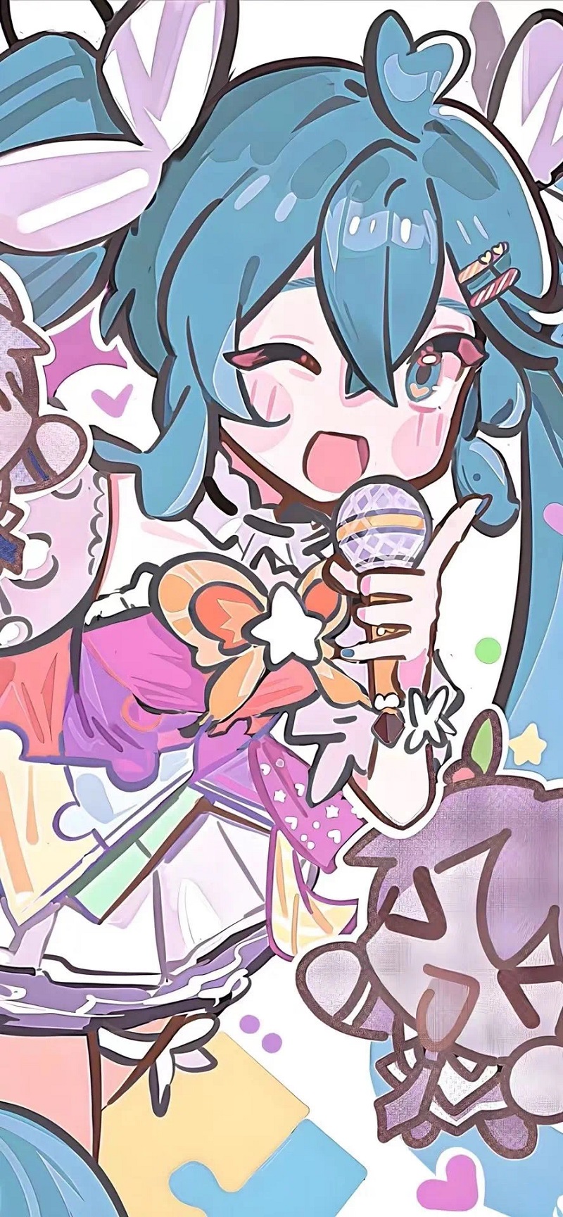 Phiên bản chibi Miku dễ thương với mái tóc xanh quen thuộc