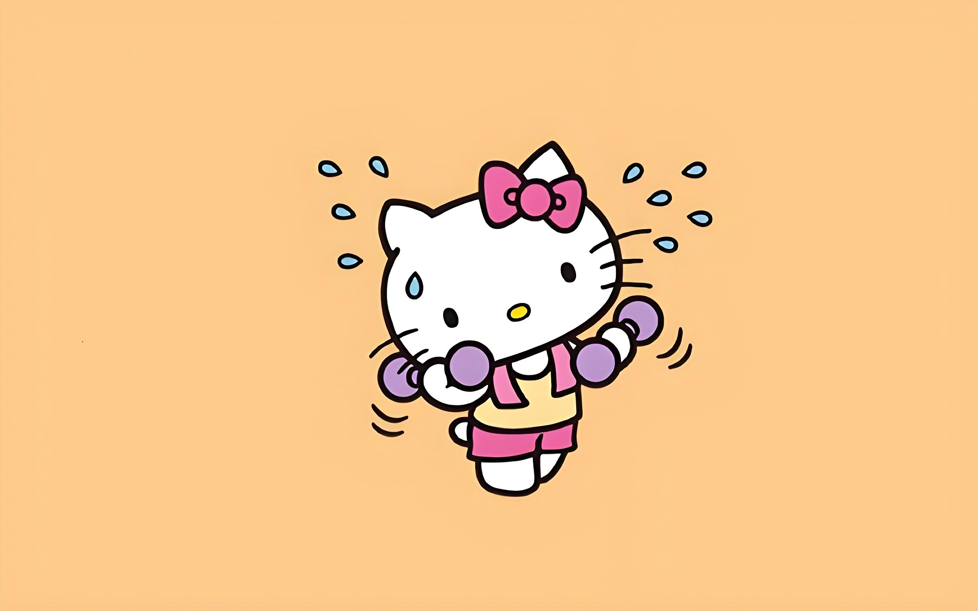 Hình nền máy tính Hello Kitty đang tập tạ