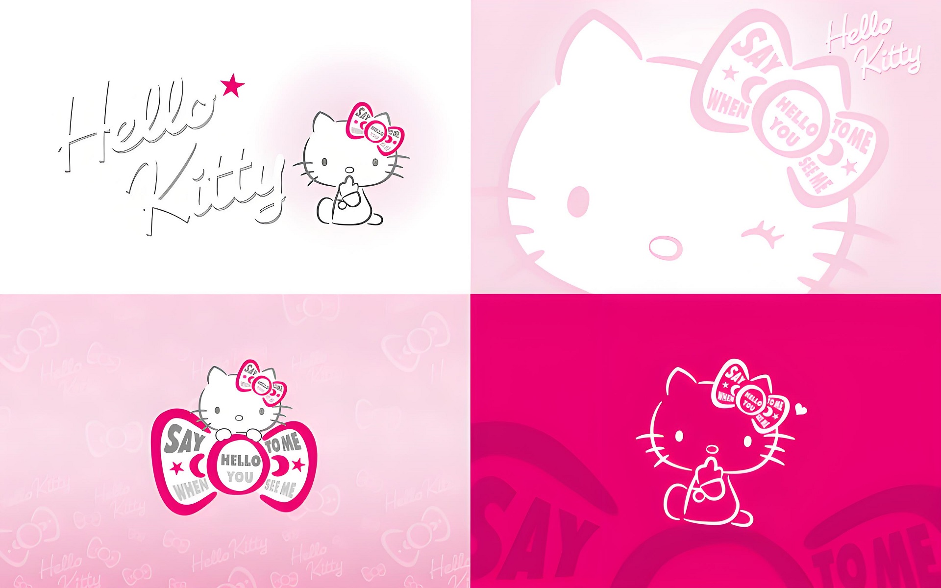 Hình nền máy tính Hello Kitty trắng hồng nhẹ nhàng
