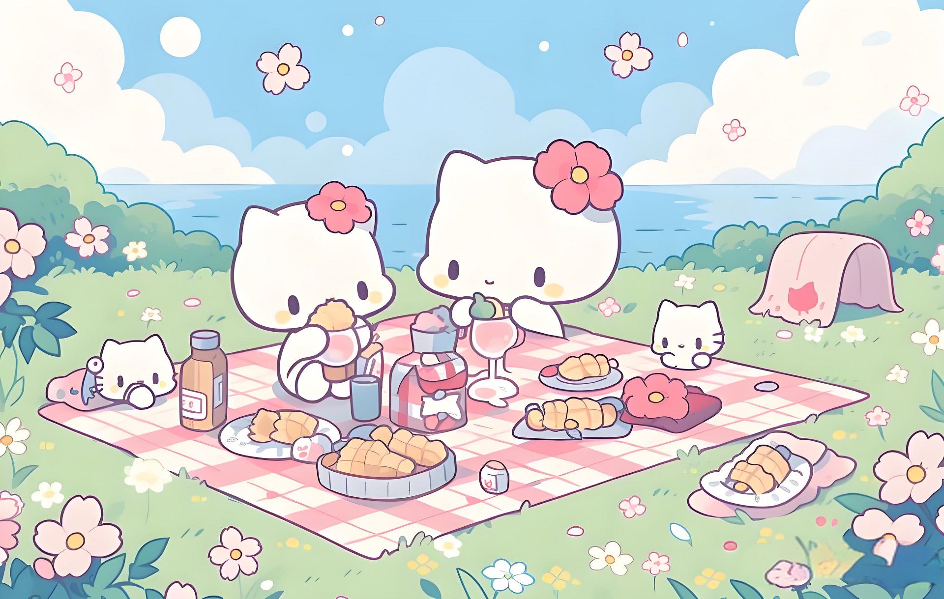 Hello Kitty đáng yêu trong bộ sưu tập hình nền cho máy tính