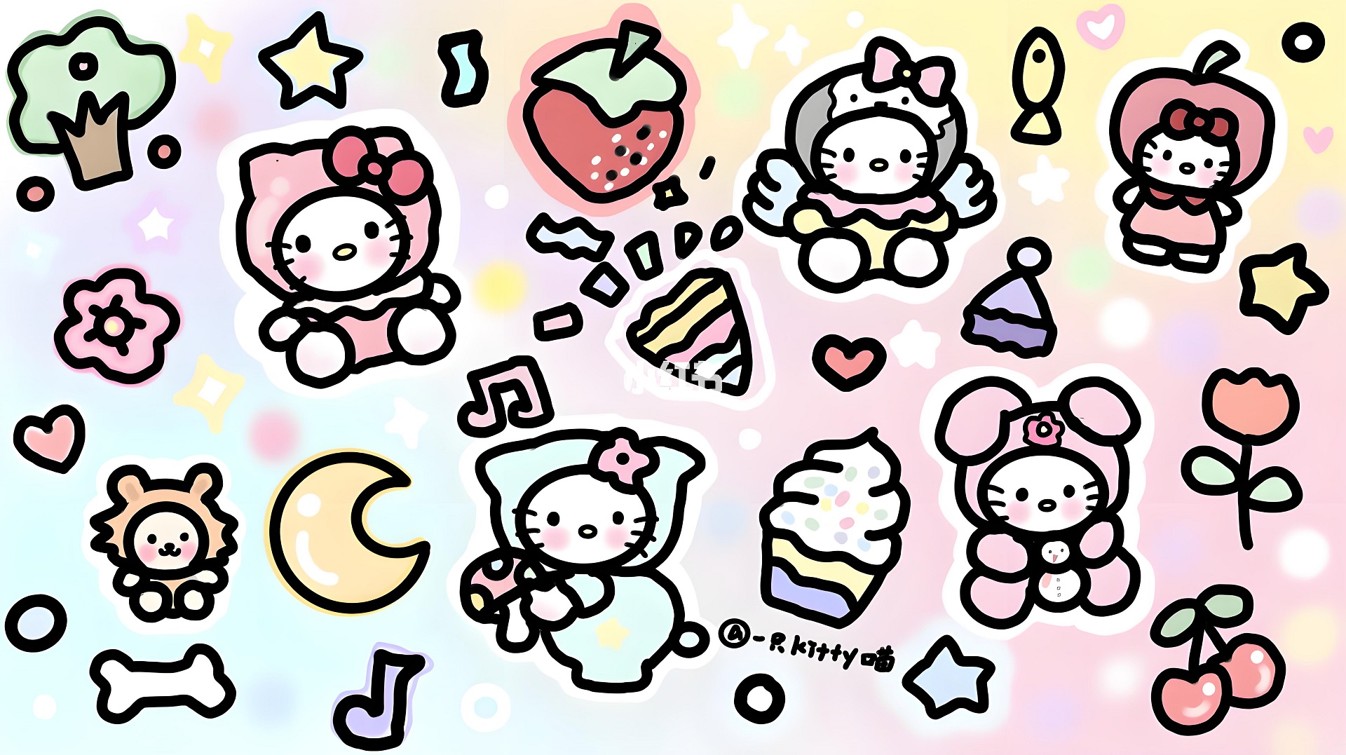 Ảnh nền Hello Kitty đáng yêu với phong cách hoạt hình