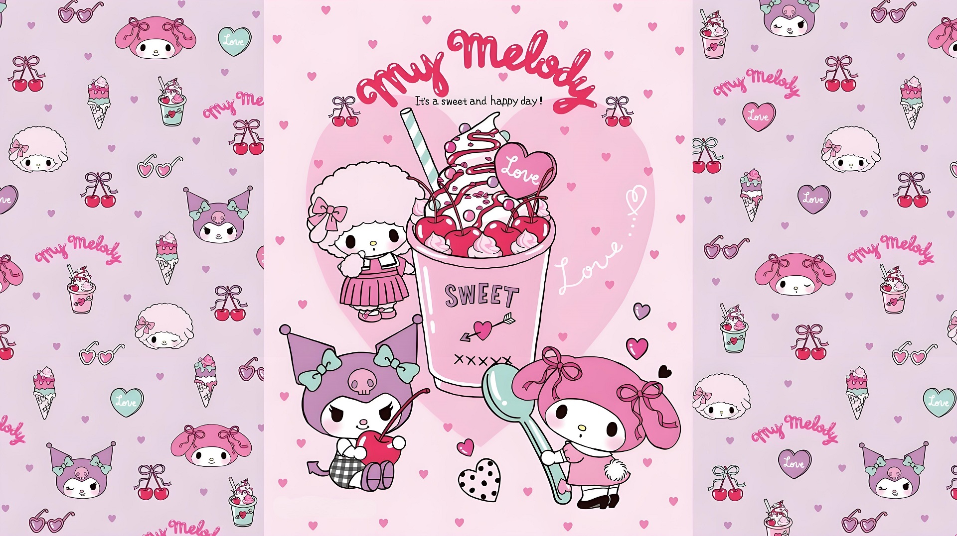 Hình nền máy tính màu hồng My Melody