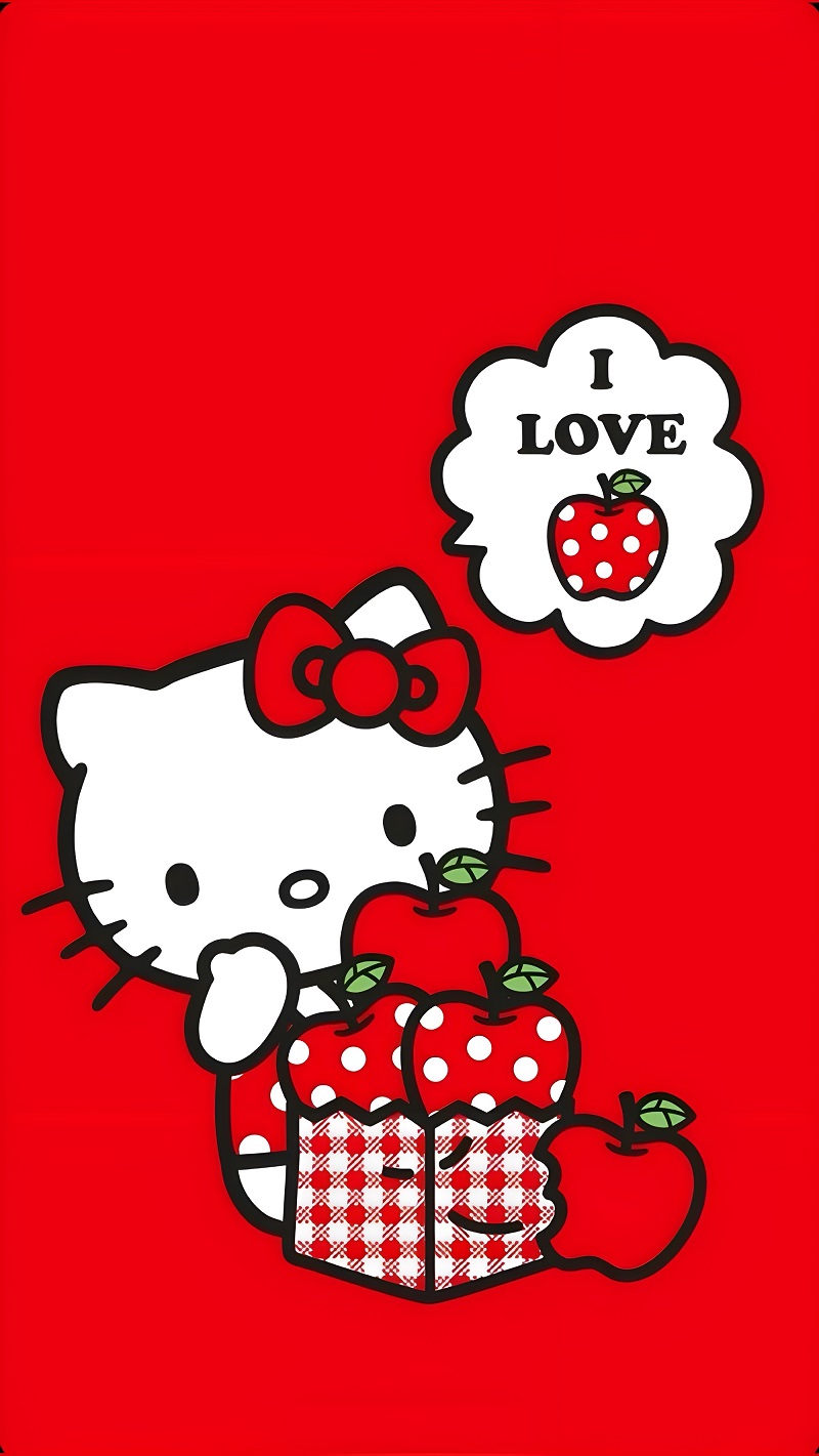hình nền Hello Kitty và những trái táo