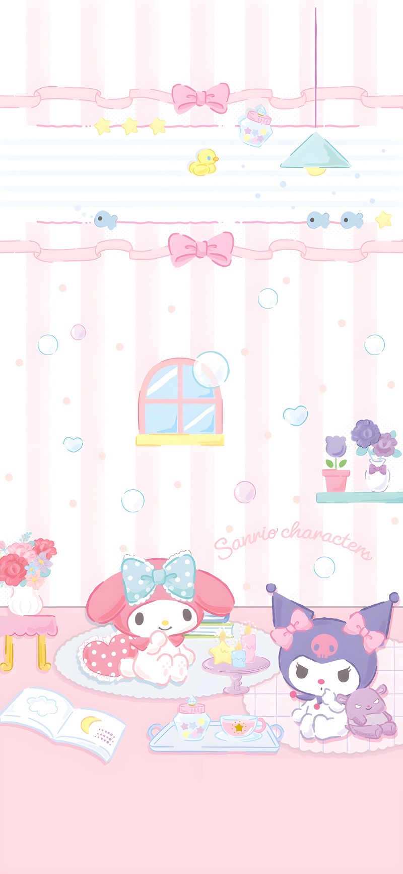 Hình nền Sanrio pastel nhẹ nhàng, phù hợp cho điện thoại