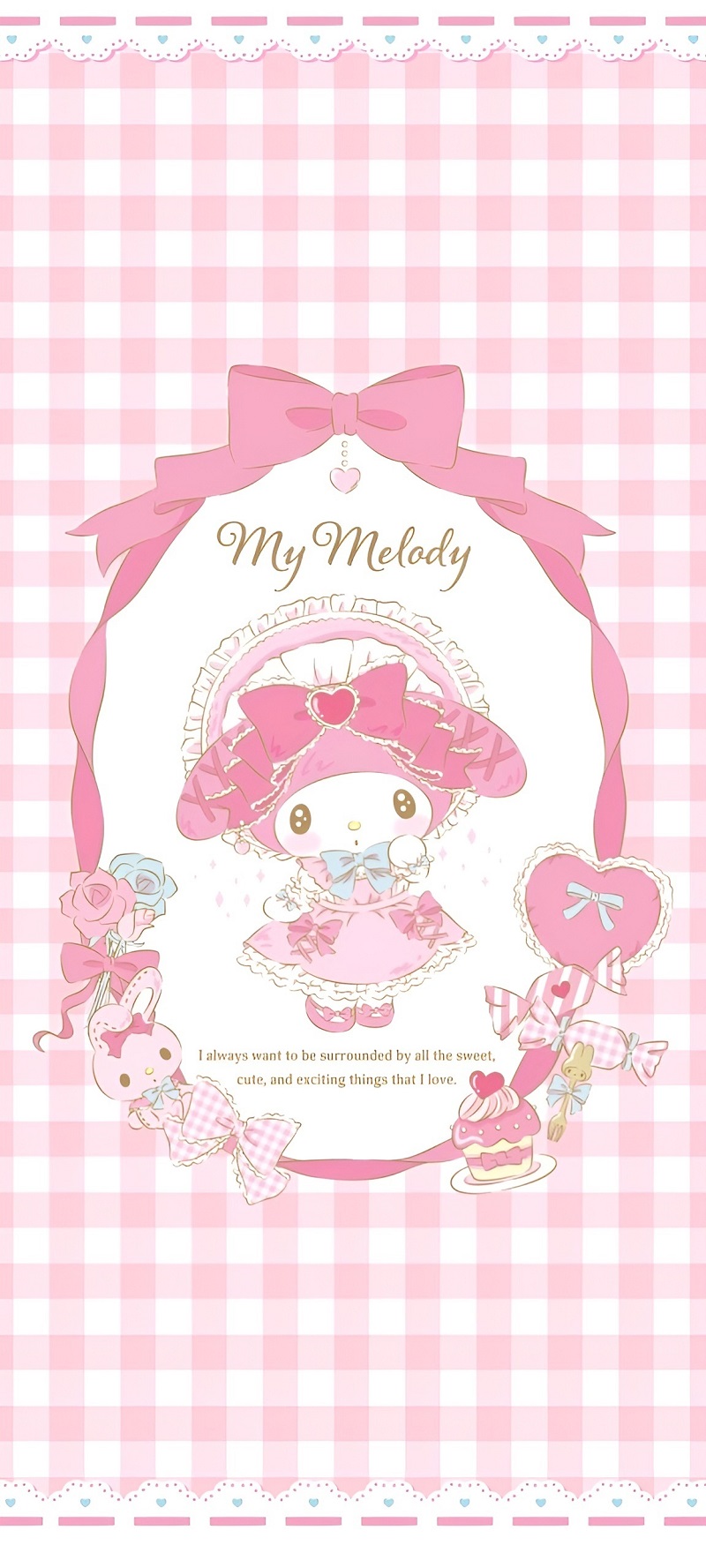 Hình nền My Melody ngọt ngào với hoa và nơ xinh xắn