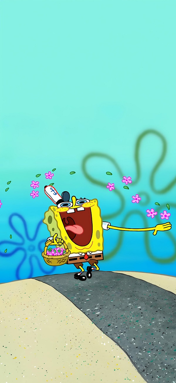 Hình nền Spongebob với khung cảnh biển xanh tuyệt đẹp
