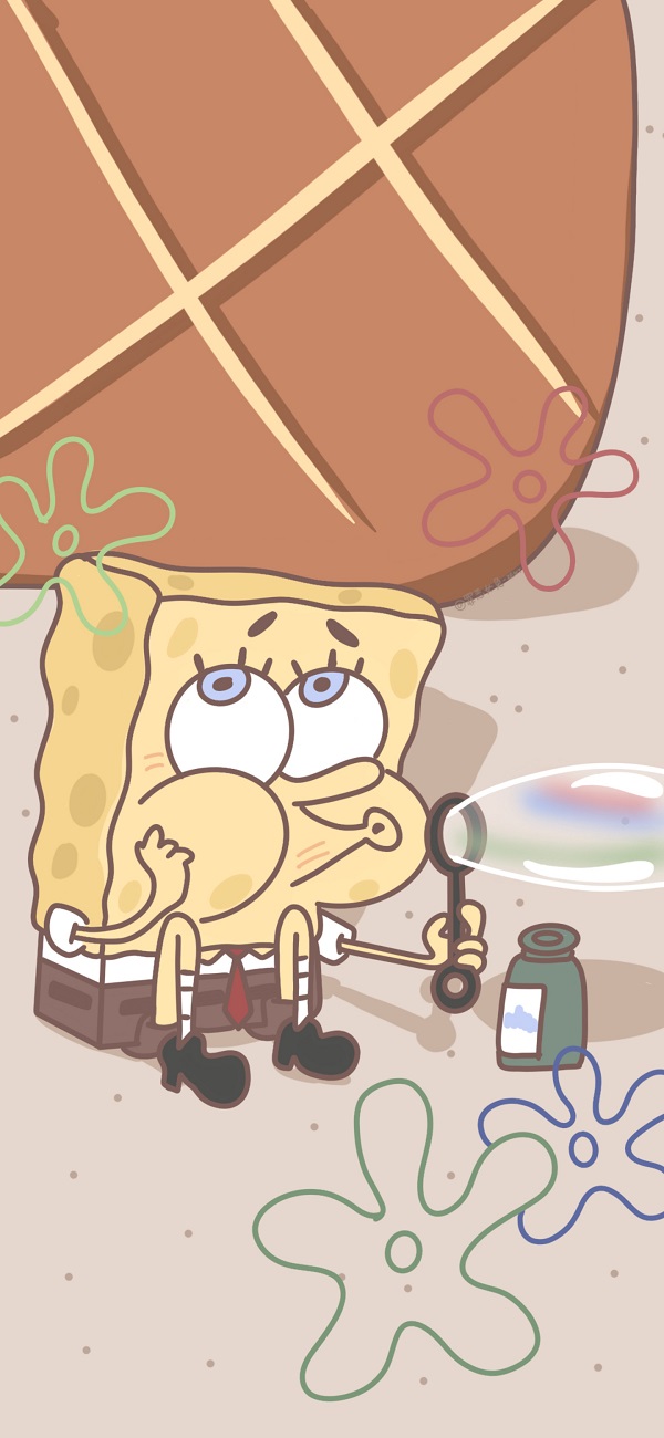 hình nền SpongeBob đang thổi bong bóng