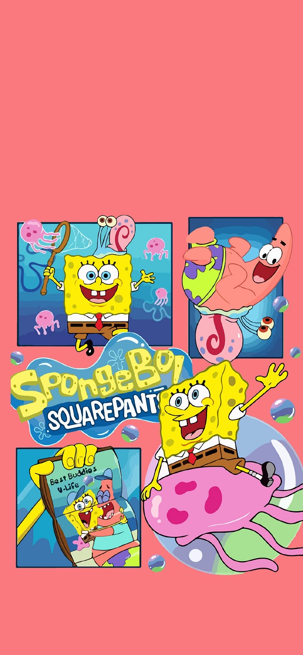 Spongebob và Patrick cười đùa vui vẻ bên nhau