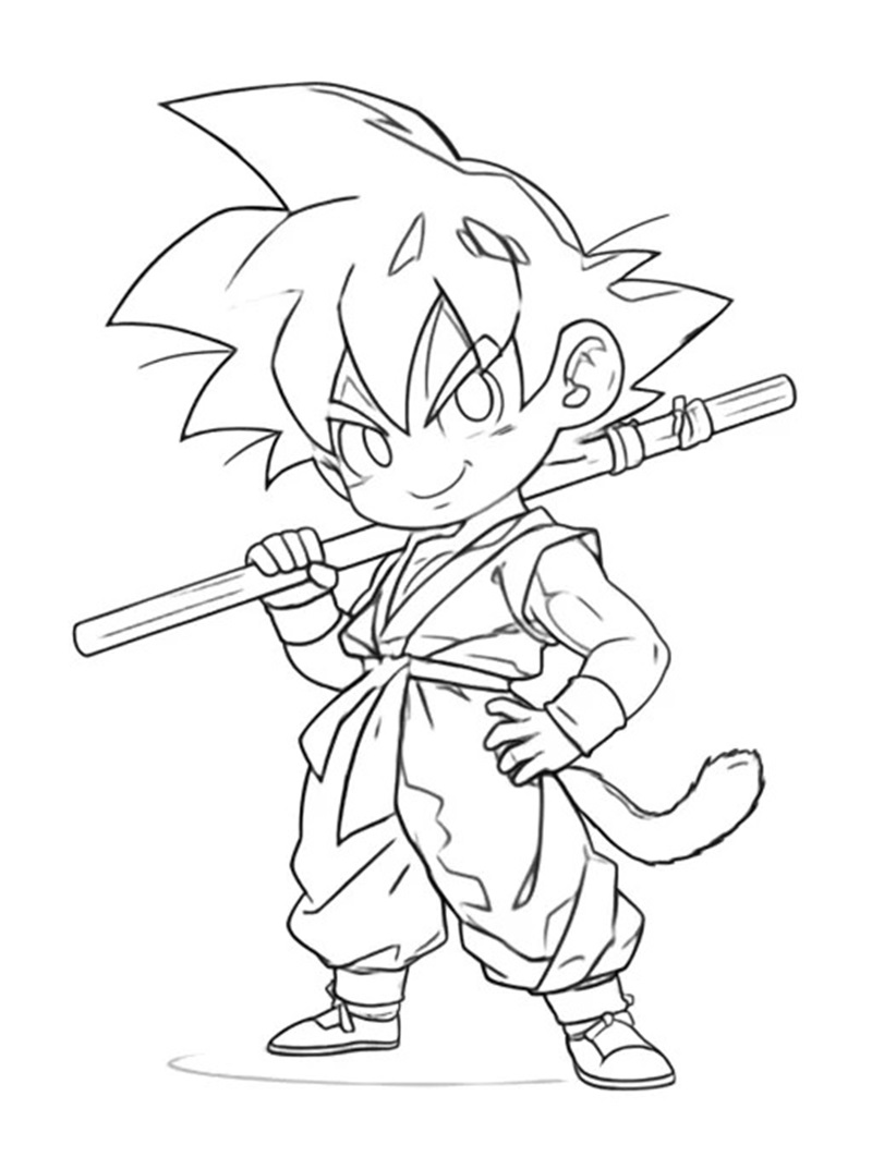 Mẫu tranh Songoku cùng dàn nhân vật Dragon Ball
