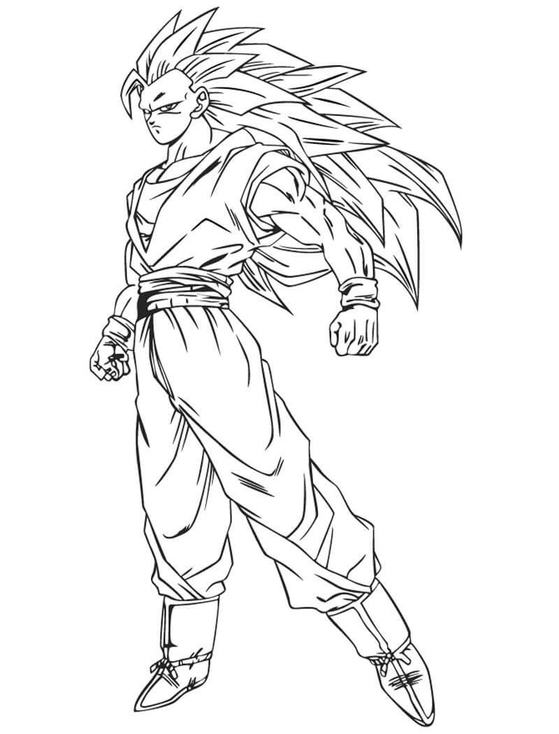 Hình vẽ Songoku cầm gậy Như Ý để bé tô màu
