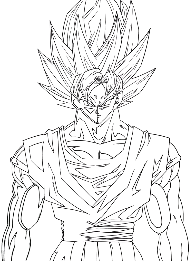 Tranh tô màu Songoku trong trạng thái Kaioken