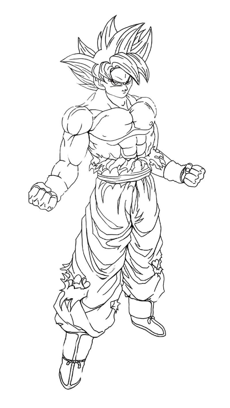 Tranh vẽ Songoku chibi dễ thương cho bé tô màu
