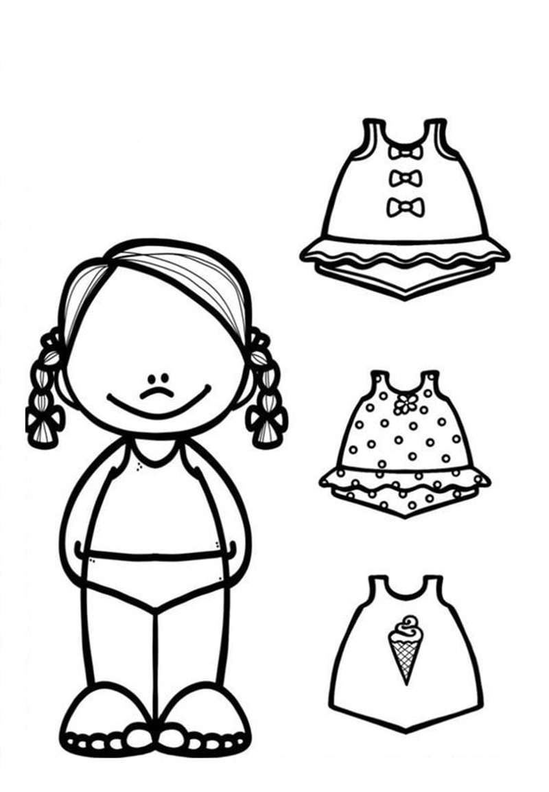 Tranh vẽ búp bê giấy diện trang phục Lolita đáng yêu