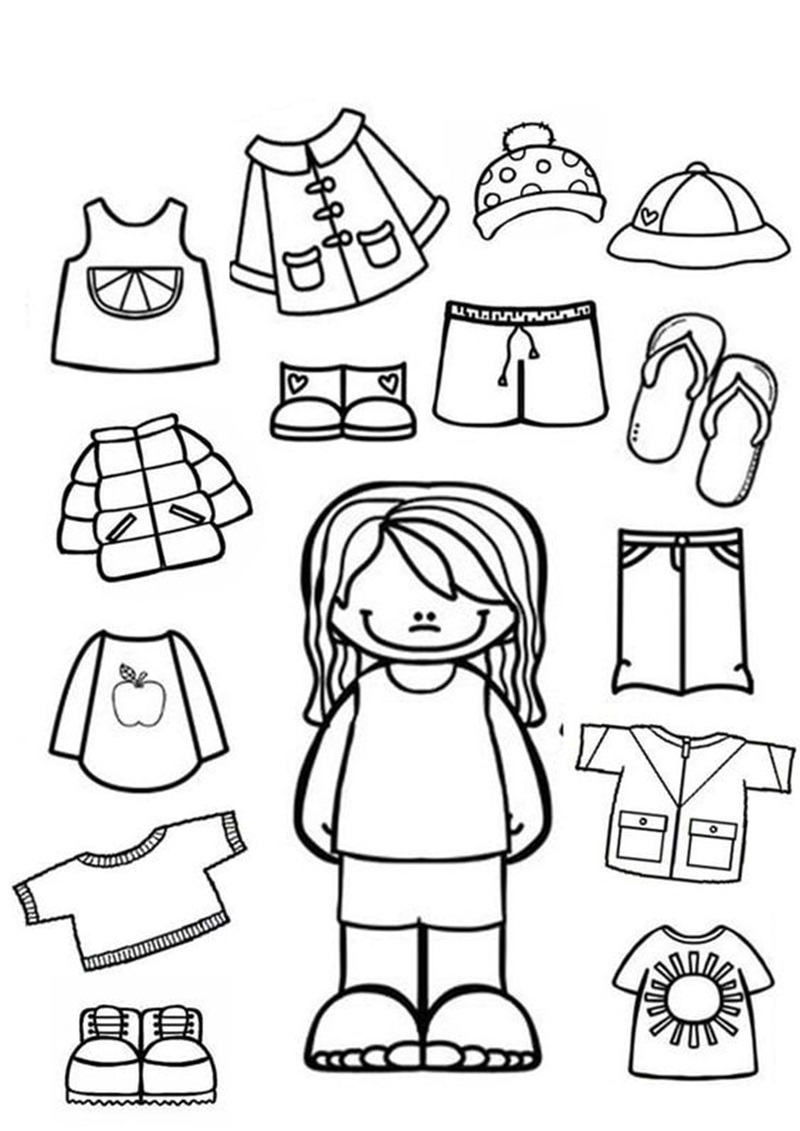 Hình búp bê giấy với các phụ kiện thời trang dẽ thương