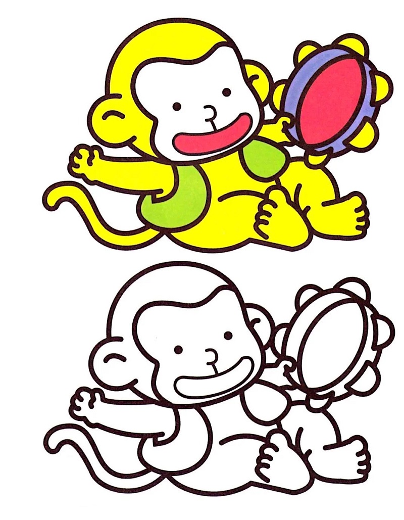 tranh tô màu cho bé 3-4 tuổi hình con khỉ có mẫu