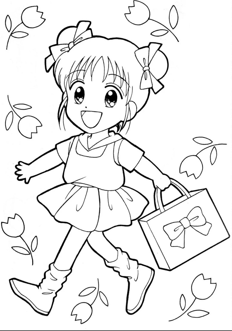 Tranh tô màu cho bé 5-6 tuổi hình anime chibi