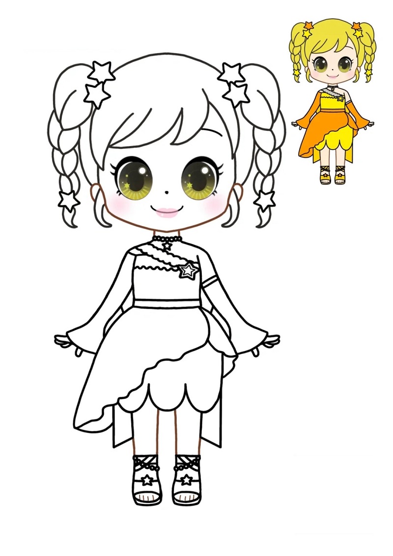 Hình vẽ công chúa anime đáng yêu 