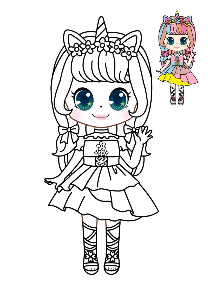 Tranh tô màu công chúa anime dễ thương vô cùng