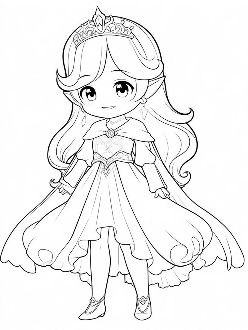 Tranh tô màu công chúa anime chibi 10