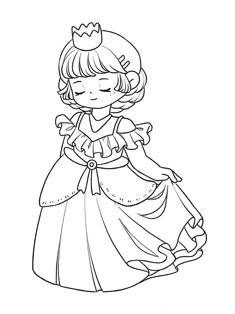 Tranh tô màu công chúa anime chibi 11