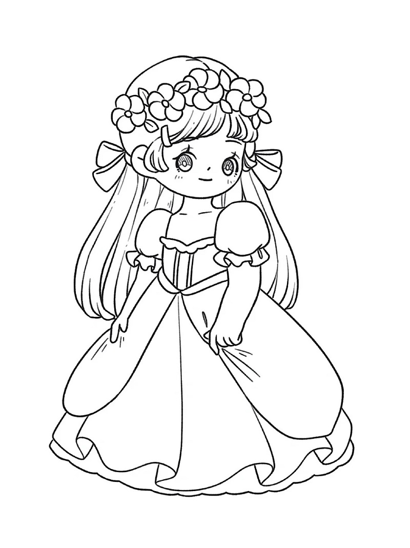 Tranh tô màu công chúa anime chibi 12