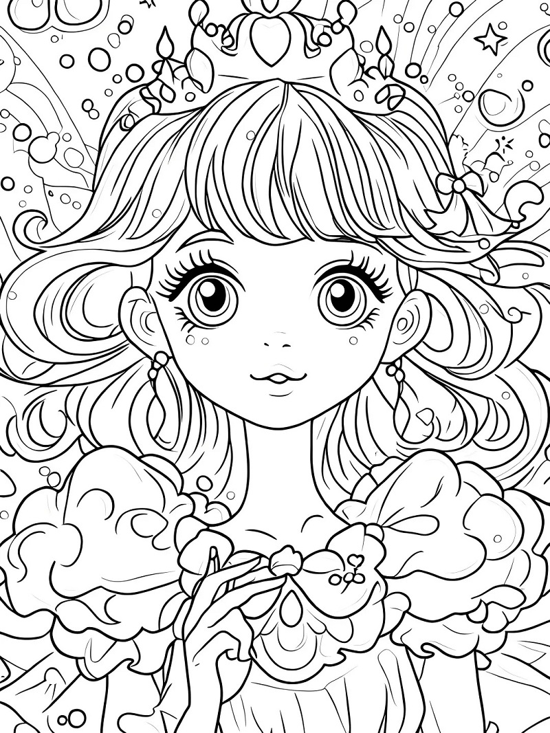 Tranh tô màu công chúa anime chibi 14