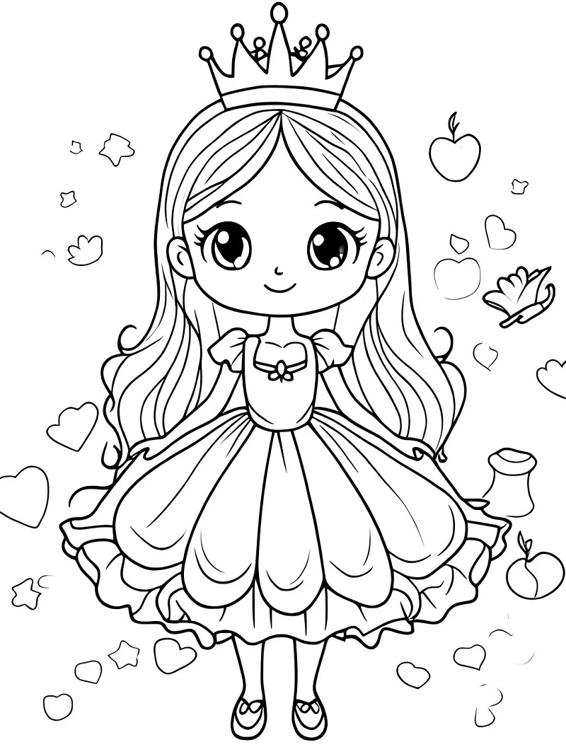 Tranh tô màu công chúa anime chibi 17