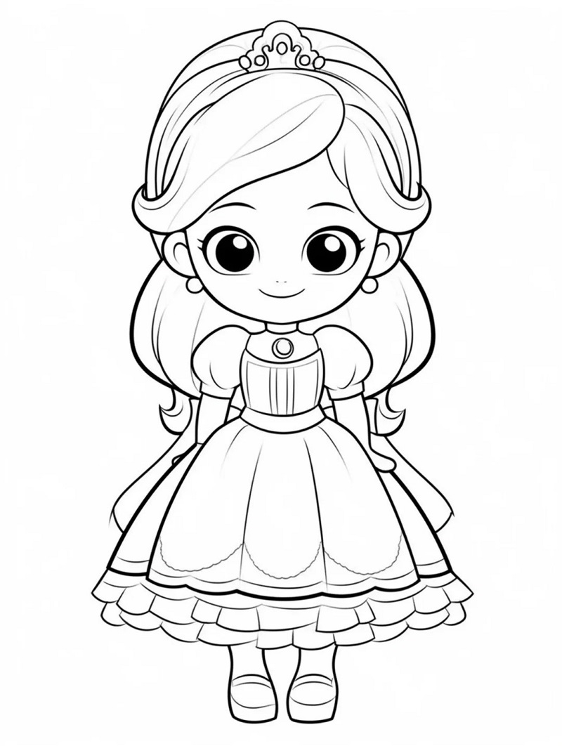 Tranh tô màu công chúa anime chibi 4