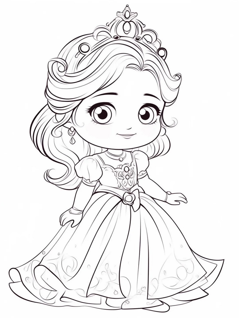 Tranh tô màu công chúa anime chibi 5