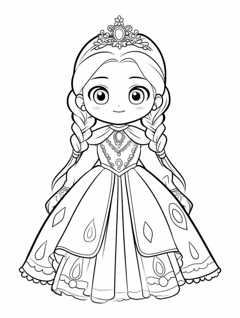 Tranh tô màu công chúa anime chibi 8