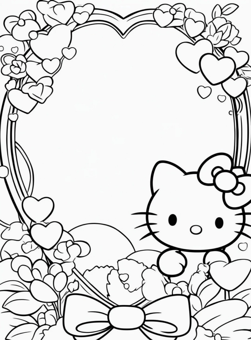 Hình Hello Kitty đi chơi công viên để bé tô màu
