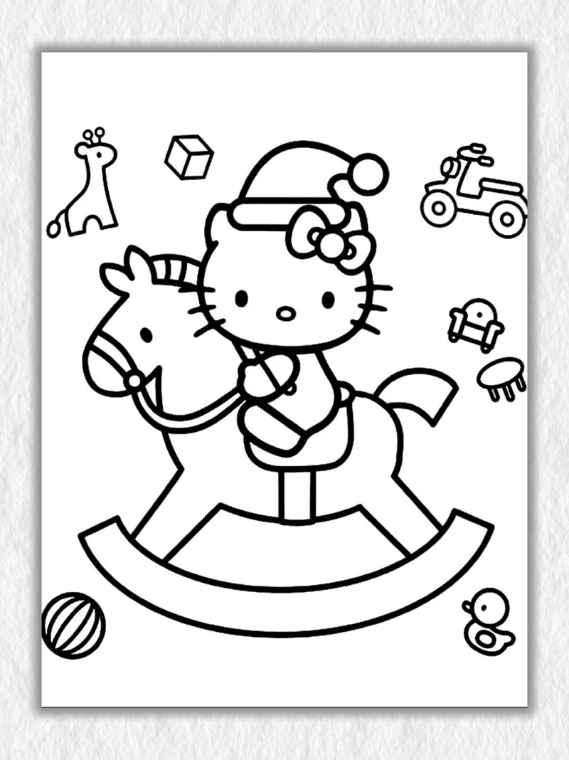 Tranh Hello Kitty chơi đu quay dễ thương
