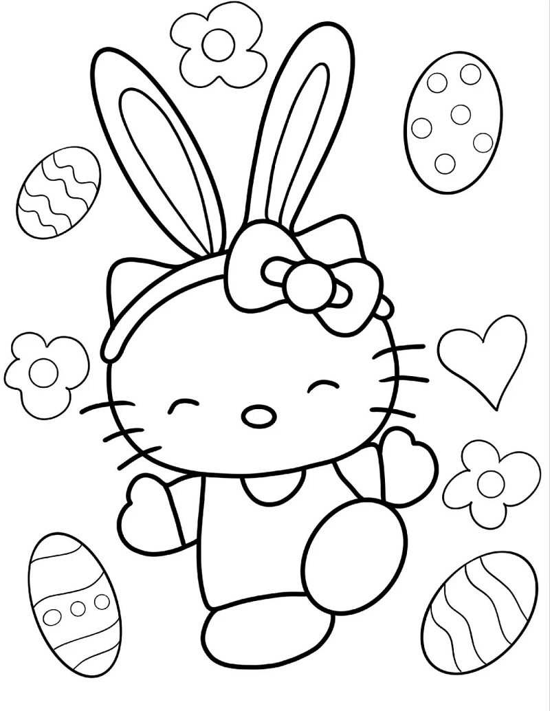 Tranh tô màu Hello Kitty dễ thương nhất
