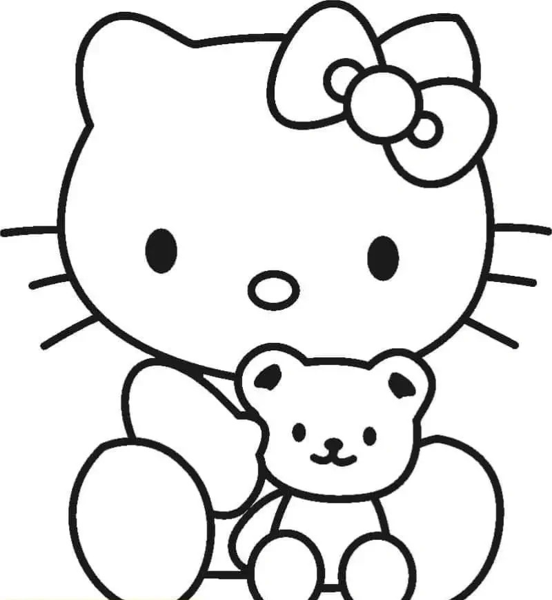 Tô màu Hello Kitty và chú gấu bông
