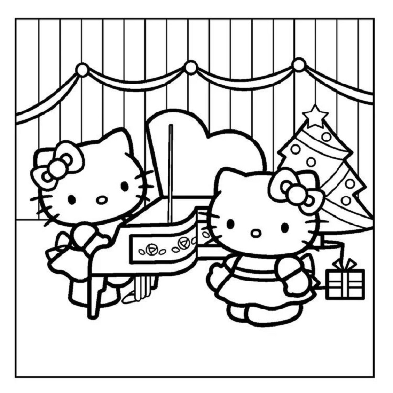 Tranh tô màu Hello Kitty và bạn bè
