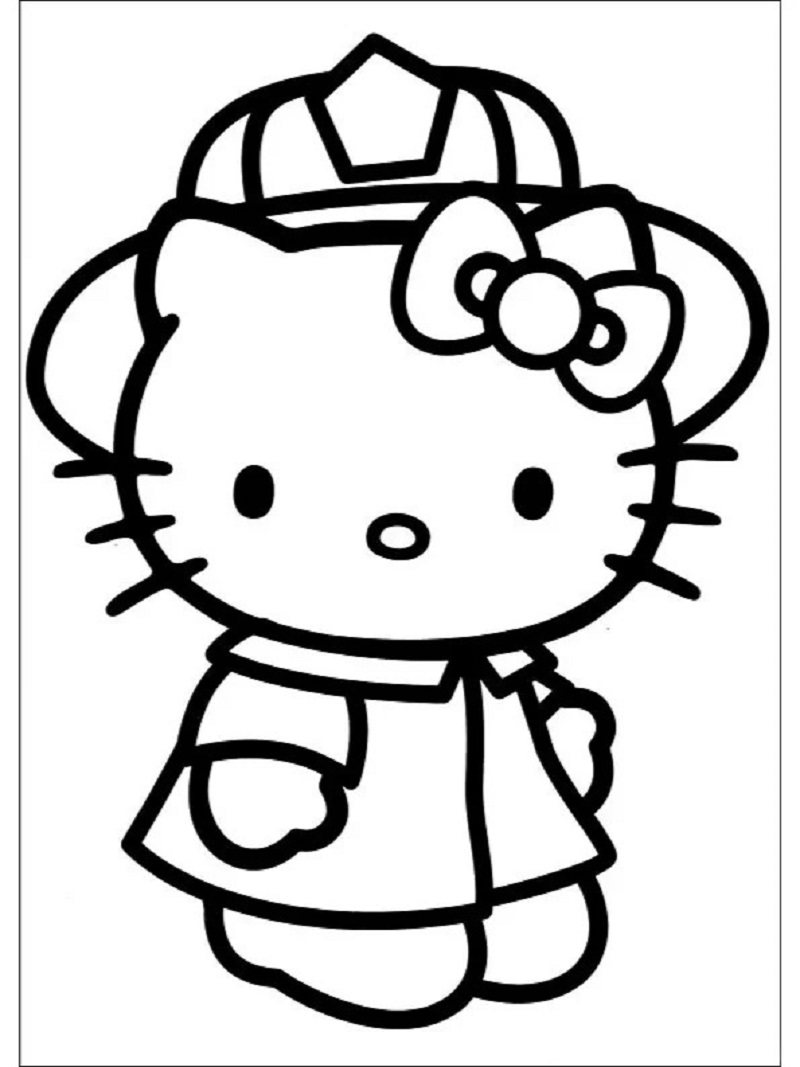 Hình vẽ Hello Kitty dễ thương để tô màu
