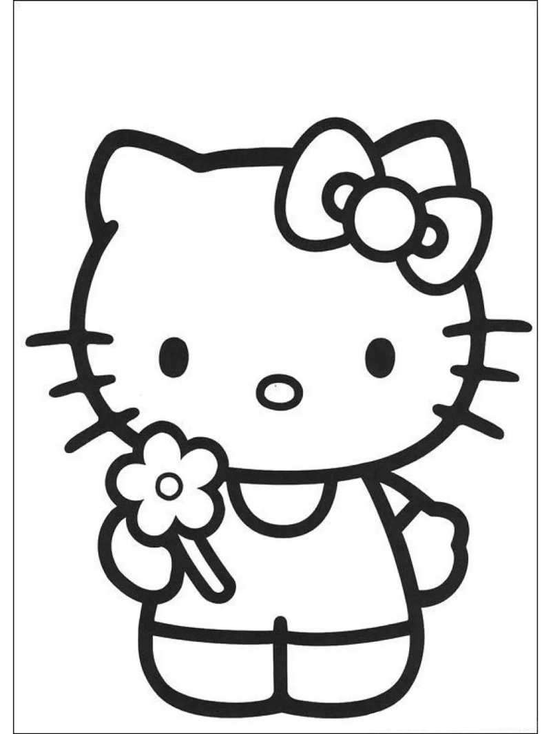 Tranh tô màu Hello Kitty đang đọc sách trên giường